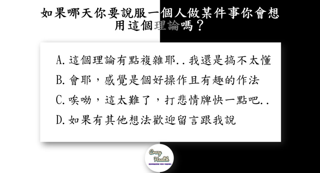 計畫行為理論用於說服一個人你的想法是..
